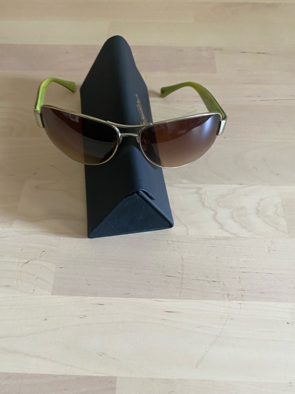 Coach Sunglasses with Gold Frame and Lime Green Temples